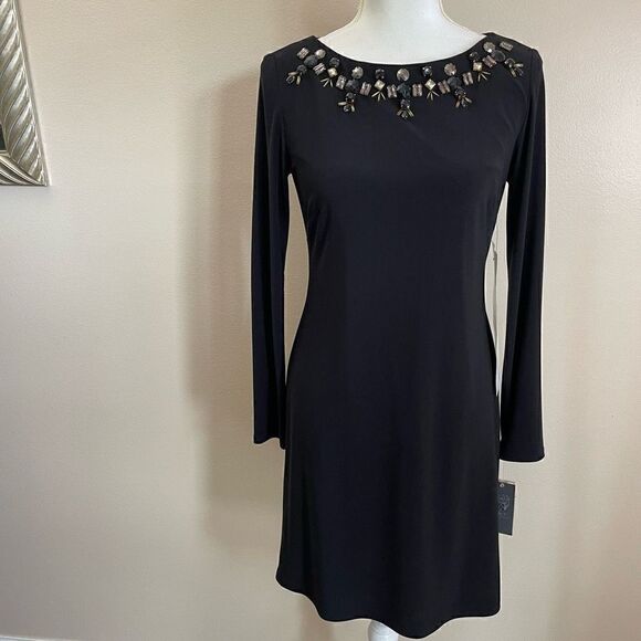 Vince Camuto| Jewel trimmed Neckline| Classic Mini dress| Has stretch - Picture 3 of 12